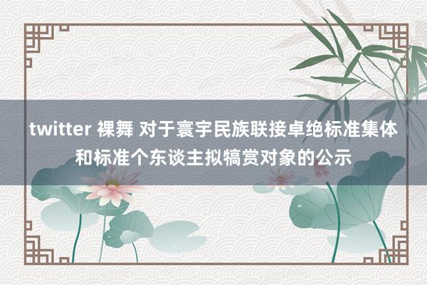 twitter 裸舞 对于寰宇民族联接卓绝标准集体和标准个东谈主拟犒赏对象的公示