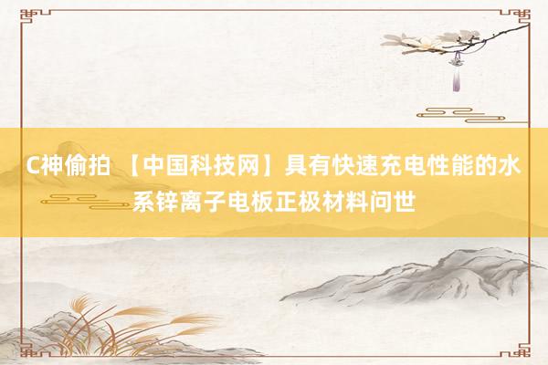 C神偷拍 【中国科技网】具有快速充电性能的水系锌离子电板正极材料问世