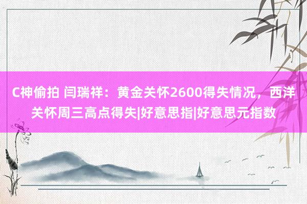 C神偷拍 闫瑞祥：黄金关怀2600得失情况，西洋关怀周三高点得失|好意思指|好意思元指数