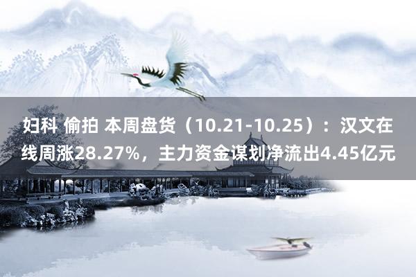 妇科 偷拍 本周盘货（10.21-10.25）：汉文在线周涨28.27%，主力资金谋划净流出4.45亿元